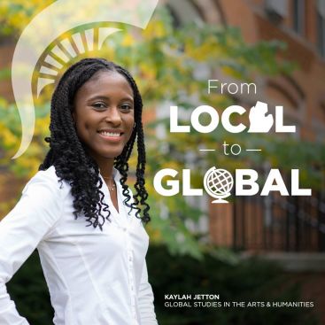 woman with spartan plume with text that says From Local to Global